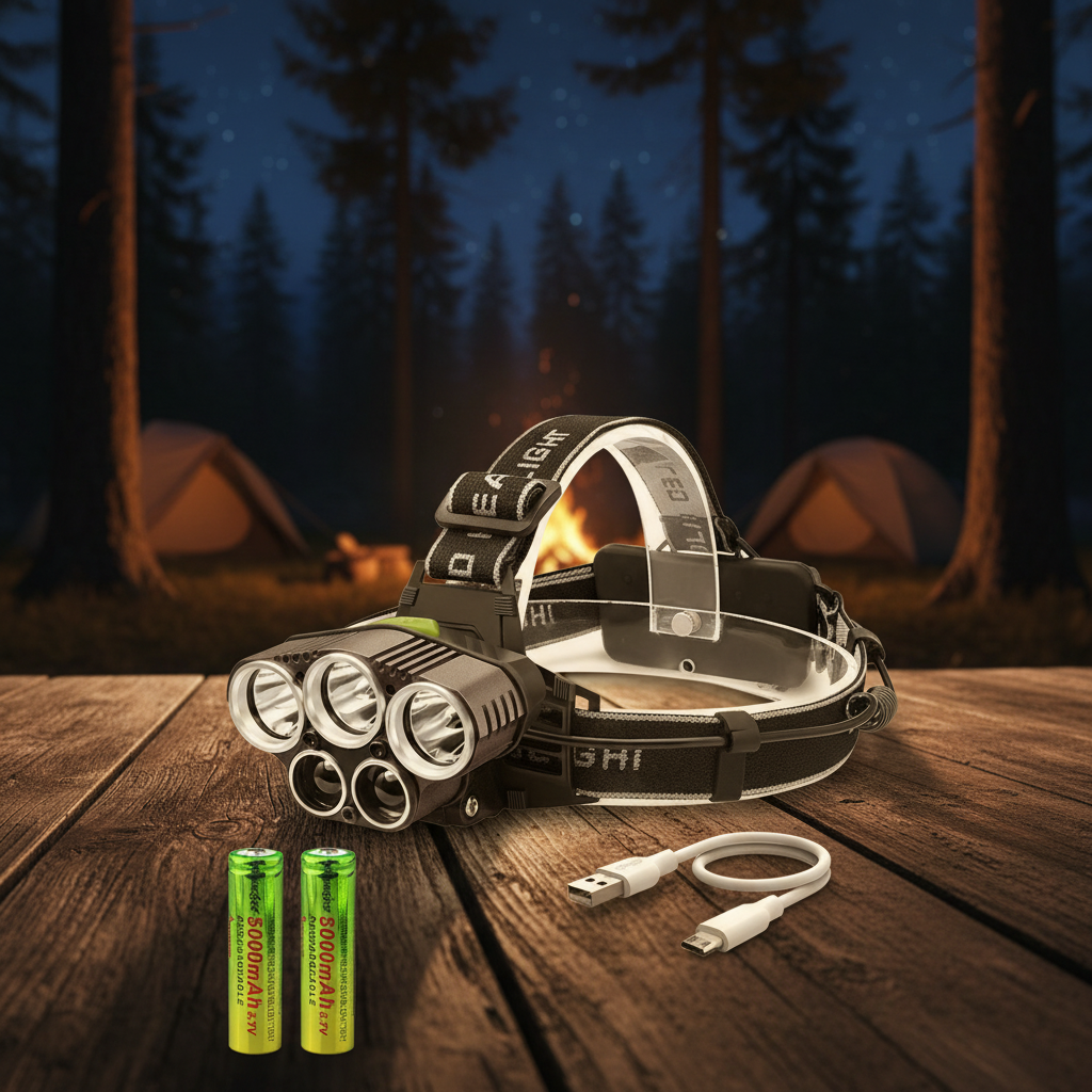 New Arrival IP65 Rated Adjustable ABS USB Rechargeable Head Flashlight with 5 LED Built-in Battery Portable Camping Work Light