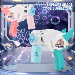 Pistolet à bulles poreux en forme d'objet spatial, 2 couleurs mélangées, 50 ml, jouet à bulles liquide, nouveauté estivale, pour enfants, jeu en extérieur - Product Image 4