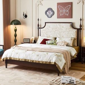 American Retro Solid Wood High <b>Box</b> Storage <b>Double</b> <b>Bed</b> 1.8m Vintage Style Master Bedroom Furniture - Product Image 1