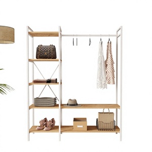 Closet Organizer with Garment Rack and Storage <b>Shelves</b> <b>Clothing</b> Rack with <b>Shelves</b> and Metal Frame Wardrobe - Product Image 1