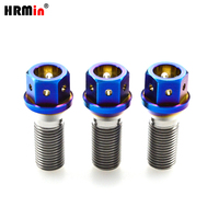 HRMin haute qualité Gr5 titane 60 degrés cône siège Auto brûlé bleu roue boulon titane boulon M14 * 1.25*28mm pour voiture de course