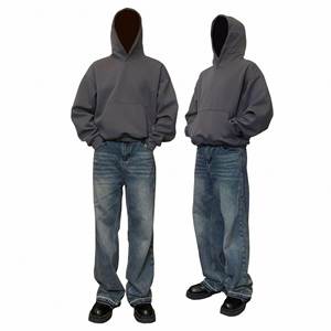 H5455 Clothes Vendor Wholesale Custom Solid Color 360 Gsm Cotton Blends Boxy Oversized Hoodies Men's Hoodies - Product Image 5