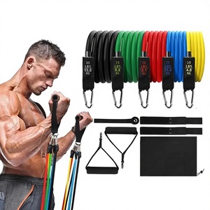 Ensemble de bandes de résistance TPE multifonctionnelles de 11 pièces, 100 lb, entraînement complet du corps, amincissement, fitness pour adultes, musculation, corde élastique - Product Image 1