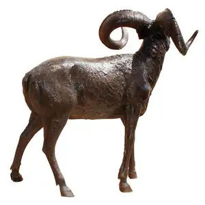 Sculpture de mouton de chèvre en laiton, artisanat en métal moderne, taille réelle, Bronze