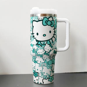 Nuevo Vaso Personalizado Kt, Botella de Agua de Acero Inoxidable, Vaso Aislado con Asa y Pajita de 40 oz, Hola - Product Image 5