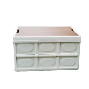 Moderne rechteckige hölzerne Kofferraum faltbare Kunststoff-Autosack-Container umweltfreundliche Sundries-Sortierspielzeug-Aufbewahrungsbox