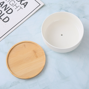 Pot de fleurs rond en céramique minimaliste moderne, grande taille, blanc, pour plantes vertes, bonsaï, avec trou de drainage, pour la maison, le bureau ou le jardin - Product Image 5