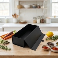 Boîte cadeau pliable et repliable en matériaux recyclés écologiques noirs avec laminage mat et fermeture magnétique