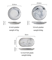 Assiette à dîner en céramique blanche marbrée pour la maison, la cuisine, la vaisselle, lave-vaisselle, micro-ondes, durable, usage quotidien, style nordique