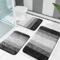 Tapis de salle de bain rayés en cachemire 3 pièces - Antidérapant, résistant à l'usure, anti-salissures, facile à nettoyer - Offre Spéciale