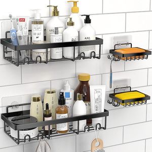 Paquete de 5 Organizadores de ducha modernos de acero inoxidable 304, estantes de esquina, jabonera con ganchos Caddy para uso en baño y cocina - Product Image 4