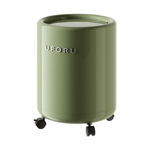 ถังขยะทรงกระบอกยูโฟรูพร้อมฝาปิดและล้อ ถังขยะในร่มสำหรับห้องนั่งเล่นและห้องน้ำ ความจุขนาดใหญ่ สีแดงและสีเขียว - Product Image 5