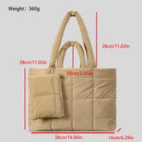 Sac fourre-tout matelassé en nylon imperméable de style élégant pour l'hiver, avec fermeture éclair, grande capacité, design doux et matelassé