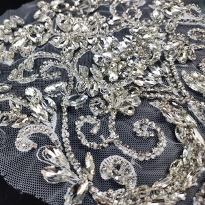 Handmade Rhinestone ren đính đính đính cườm ren vá với chất lượng cao cho áo choàng váy cưới DIY quần áo phụ kiện ăn mặc dp06 - Product Image 3