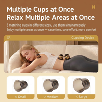 Masseur à ventouses électrique, appareil Gua Sha, aspiration sous vide, chauffage intelligent, rechargeable, 3 ventouses, relaxation corporelle, certifié CE