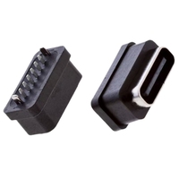 Prise femelle étanche Type-C 6 broches, connecteur vertical 2/4/6/12/16/24 broches, hauteur égale H=5.5/6.1/6.8/7.0mm, certifiée IPX7, en cuivre