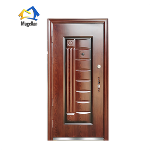 Porte d'entrée de sécurité en métal de luxe à <span class=keywords><strong>prix</strong></span> abordable, couleur personnalisée, grain de <span class=keywords><strong>bois</strong></span>, porte en acier de haute qualité pour maisons - Product Image 1