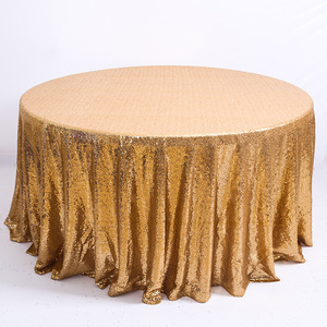 XinLan High Quality <strong>Christmas</strong> Sequin Champagne 120 Inch 132 Inch <strong>Round</strong> Table Cloth for Wedding - Product Image 4