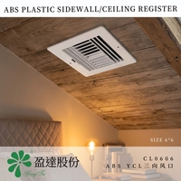 Diffuseur d'air carré moderne en plastique ABS CL0606 de qualité supérieure avec commande de registre latéral à 3 voies et fonctionnement fluide du amortisseur pour systèmes CVC haut de gamme