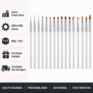 Ensemble de 16 stylos de peinture pour nail art en acrylique pour la gravure de lignes, le dessin, la conception d'ongles en gel UV et la photothérapie - Product Image 1