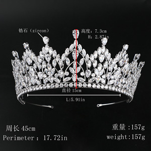Diadème de princesse pour bal de promo, accessoires de cheveux de mariée avec zircone cubique en cuivre, couronnes et guirlandes en zircon pour femmes - Product Image 4