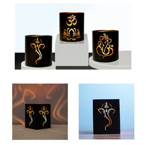 Portavelas de hierro con diseño de loto OM para Diwali, decoración para mesa de Pooja hindú, linterna - Product Image 5