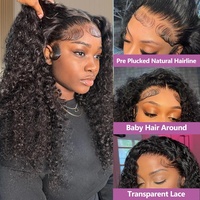 Peluca de Cabello Humano Virgen Vietnamita con Frente de Encaje HD 13x6, sin Pegamento, de 30 y 32 Pulgadas, para Mujeres Negras