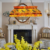 Magnifique lampe suspendue LED artisanale en verre teinté, design libellule à 6 lumières, lumière blanc chaud, pour salle à manger, hôtel, villa