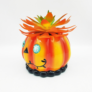 Regalos de mordaza de Halloween calabaza de cerámica 3D maceta de flores decoración de mesa de oficina plantas artificiales maceta de <span class=keywords><strong>suculentas</strong></span> <span class=keywords><strong>con</strong></span> lámpara IC - Product Image 2