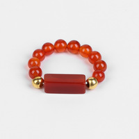 Böhmische handgemachte Naturstein Ring Multi Farbe billig Stretch Seil Bulk Edelstein Ringe Karneol elastische Perlen Ring für Frauen