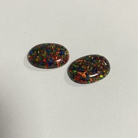 Cabochon Ovale Synthétique Opale Blanc Feu Noir Opale Pierre Flatback Cabochon Opales Gemme