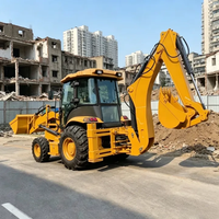 Backhoe Excavator Loader dengan Bucket 4in1, Mesin Backhoe Loader Roda 4WD Diesel untuk Pekerjaan Konstruksi Serbaguna
