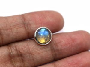 Natural Blue <b>Fire</b> Labradorite Cabochon 8mm Round Gemstone 925 Sterling Silver Handmade Pendant - Product Image 2