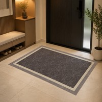 Tapis de transition moderne à motif silhouettes botaniques, bordure café, beige, grand tapis de salon, décoration intérieure