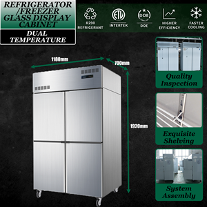 Equipo de Refrigeración Comercial de Doble Temperatura y 4 Puertas, Enfriado por Aire, de Acero Inoxidable 304 para Cantinas Grandes - Product Image 2