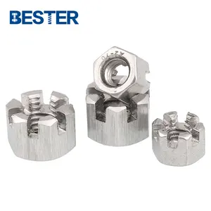 High quality DIN935 aluminum stainless steel 304 316 titanium m24 metric hexagonal slot nuts hex slotted castle nut