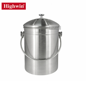 HIGHWIN Poubelle à compost de cuisine en acier inoxydable pour comptoir <span class=keywords><strong>avec</strong></span> <span class=keywords><strong>couvercle</strong></span> - Product Image 6
