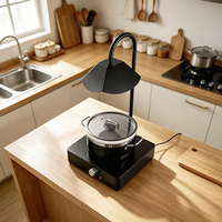 Réchaud électrique commercial en acier inoxydable noir, lampe chauffante pour aliments légers, pour hôtel, restaurant, avec pot à nourriture