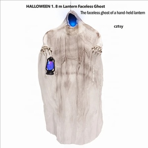 Lanterne suspendue électrique à induction, décoration d'ambiance d'horreur pour Halloween, fantôme <span class=keywords><strong>sans</strong></span> <span class=keywords><strong>visage</strong></span>, lanterne à main, fantôme suspendu coloré - Product Image 3