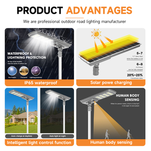 Lámpara de calle AORUITAI con sensor de radar de tiempo y luz exterior, 100W 150W 200W, todo en uno, integrada con energía <span class=keywords><strong>solar</strong></span> LED. - Product Image 3
