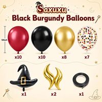 Ballons personnalisés noirs et bordeaux avec chapeau DIY et ballon en feuille d'aluminium doré en forme de S pour décorations de fête d'anniversaire garçon ou fille