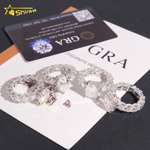 Koleksi cincin pernikahan perak murni 925 hadiah Wanita Perhiasan halus ices Out 5ct VVS cincin Moissanite dikirim dari gudang Amerika Serikat - Product Image 5