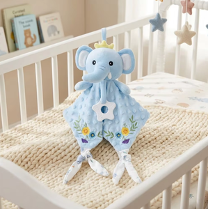 Couverture de sécurité personnalisée OEM en forme d'éléphant pour bébé, jouet en peluche doux, <span class=keywords><strong>doudou</strong></span> pour nouveau-né, cadeau de naissance - Product Image 1