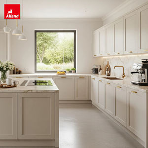 Alland Armadio Ecologico in <span class=keywords><strong>Legno</strong></span> con Modanature Francesi, Scaffale Modulare Europeo, Credenza Laccata Beige, Mobili da Cucina e Sala da Pranzo - Product Image 5