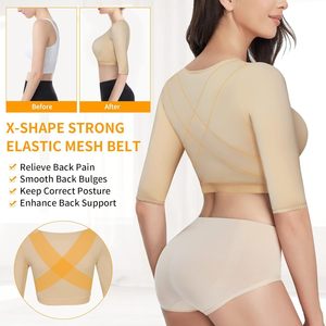 Sujetador <span class=keywords><strong>postoperatorio</strong></span> moldeador de cuerpo cruzado más vendido con copas de botón y características de retracción de brazo para senos secundarios - Product Image 2