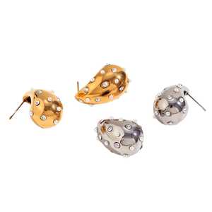 Mode femmes élégantes 2025 fiançailles gros Zircon goutte d'eau 18K PVD plaqué or en acier inoxydable léger boucles d'oreilles - Product Image 6