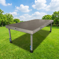 Scène de concert extérieure mobile modulaire en aluminium avec finition bois, 4 pieds x 4 pieds, 4 pieds de hauteur, capacité de charge de 500 kg, pour événements et spectacles