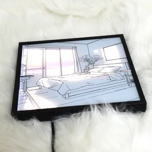New Design Wall Art Bedside Decor 3 Color Led Glowing Photo Adjustment Night Lamp Lighting Painting