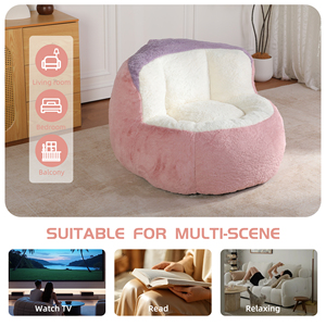 <b>Round</b> Oversized Ergonomic Bean Bag <b>Chair</b>, Soft Fabric Single Seat Leisure Beanbag <b>Sofa</b> for Home Indoor Use - Product Image 3