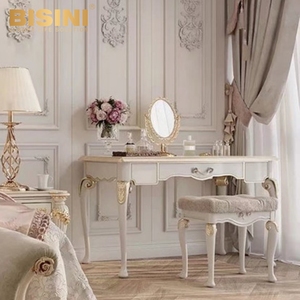 Elegante Set Camera <span class=keywords><strong>da</strong></span> <span class=keywords><strong>Letto</strong></span> Completo in Stile Principessa Francese con Testiera Imbottita e <span class=keywords><strong>Letto</strong></span> con Struttura in Legno Massello Intagliato - Product Image 5